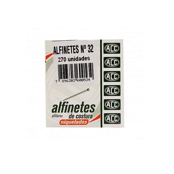 Alfinete Cabeca 32 cx cart 50g Aco Niquelado