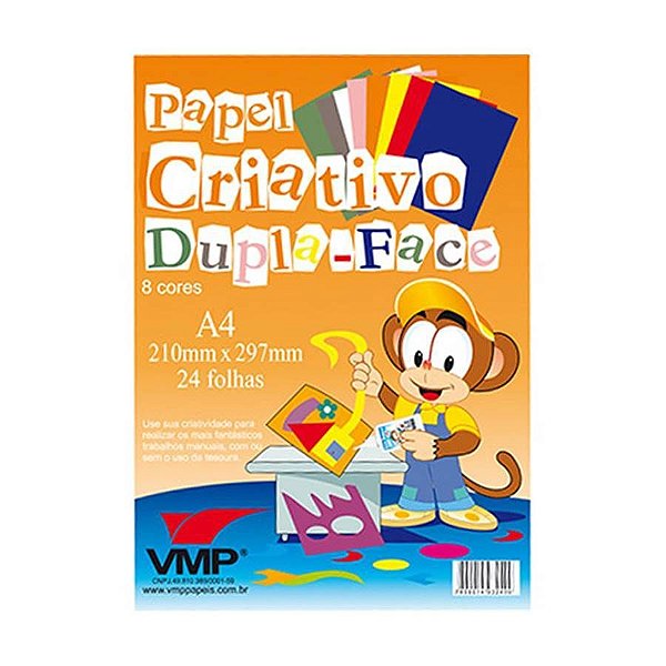 Papel Criativo Dupla Face 120g 8 Cores 24Fls VMP