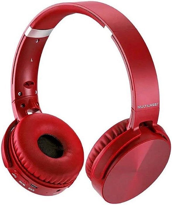 Headphone Premium Bluetooth Sd/Aux/Fm Vermelho Multilaser - PH266