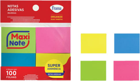 MAXI NOTE NEON 38MMX50MM AM AZ VD RS  4BL 100 FLS