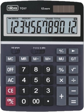 CALCULADORA DE MESA 12 DÍGITOS GRANDE TC07 PRETA