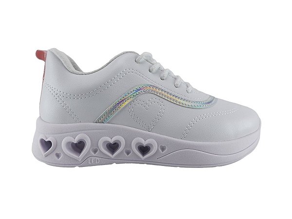 Tenis Molekinha 2505.100 Turim Metal Perola Branco Prata