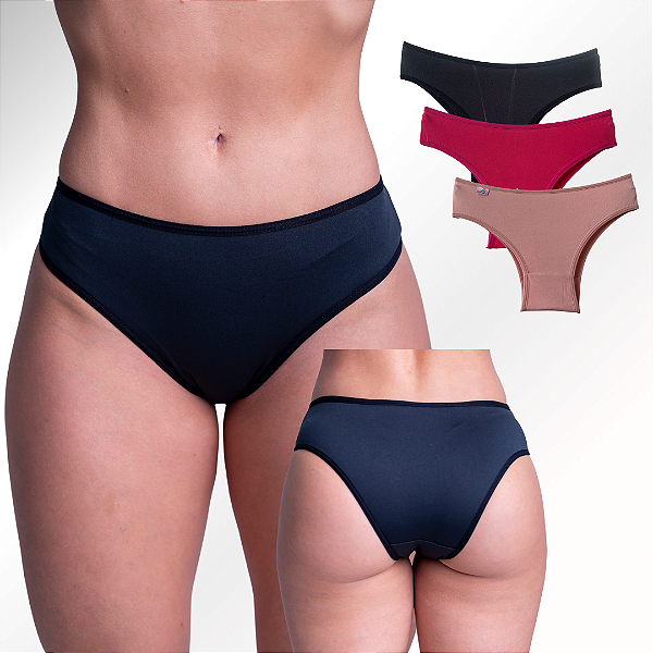 Kit 3 Calcinha Tanga Básica Microfibra Forro 100% Algodão