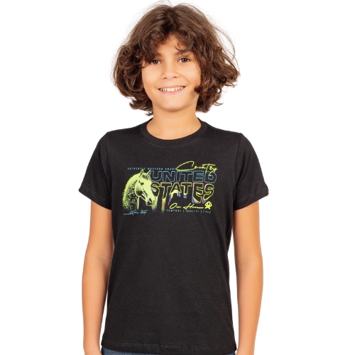 Camiseta Ox Horns Infantil Cavalo neon