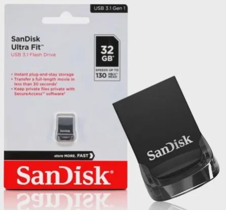 PEN DRIVE 32GB USB 3.2 ULTRA FIT PRETO SDCZ430 SANDISK