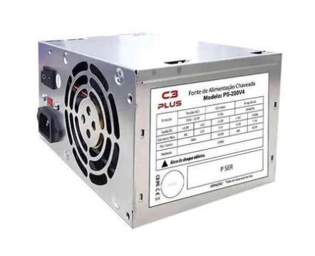 FONTE C3TECH ATX, 200W, SEM CABO, PS-200V4