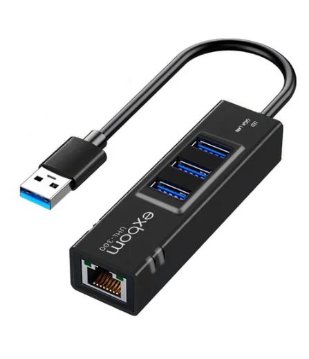 HUB USB 3 PORTAS 3.0 + PORTA RJ45 ETHERNET GIGA