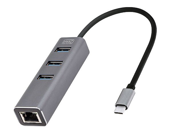 HUB USB-C 4 EM 1, 1000MBPS, 3 PORTAS USB 3.0, 1 RJ45, JL-C3103A