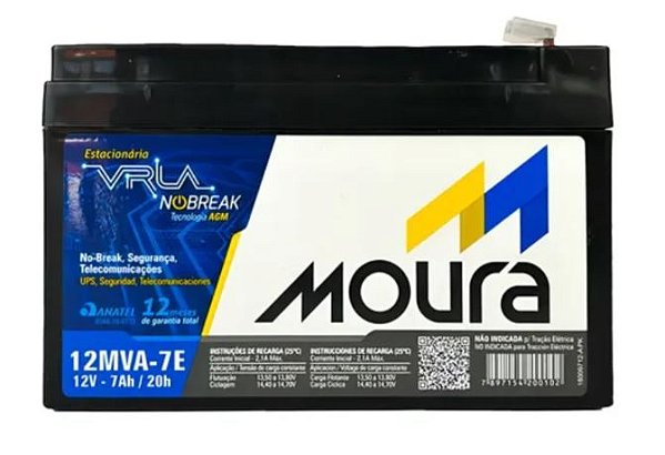 BATERIA NOBREAK 12V 7AH 12MVA-7E MOURA
