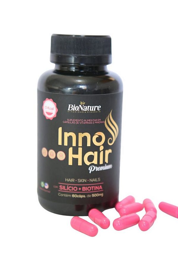 InnoHair Premium (Hair, Skin & Nails) 60 Caps  Tratamento Para 1 Mês.