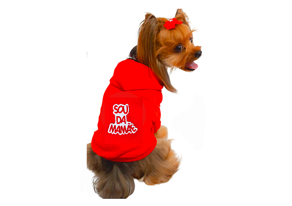 Blusão Moletom para Cachorro Sou da Mamãe Vermelho  Gaby Moda Pet