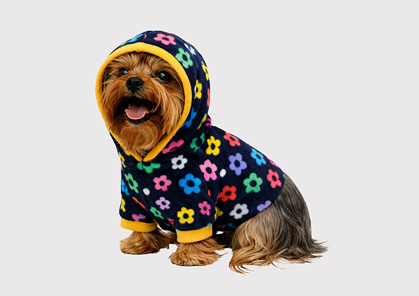 Roupa para Cachorro Cães Inverno Blusão Soft Capuz Florzinha