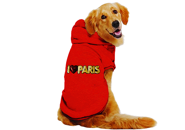 Blusão para Cachorro Moletom com Capuz Vermelho Paris Tamanho Especial Gaby Moda Pet