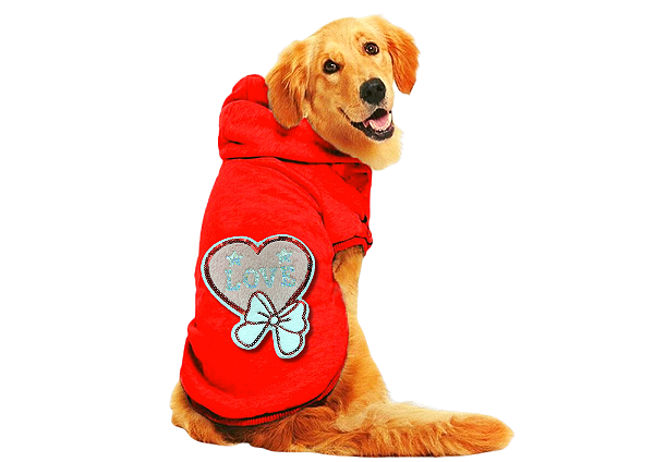 Blusão para Cachorro Moletom com Capuz Vermelho Love Tamanho Especial Gaby Moda Pet