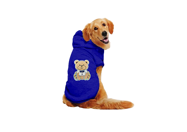 Blusão Moletom com Capuz para Cachorro Ursinho Azul