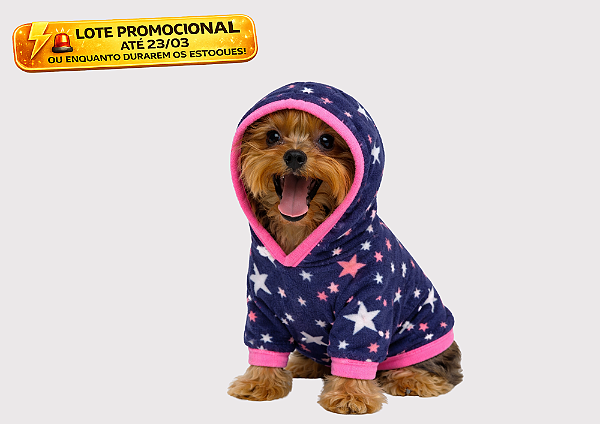Roupa para Cachorro Cães Inverno Blusão Soft Capuz Estrela