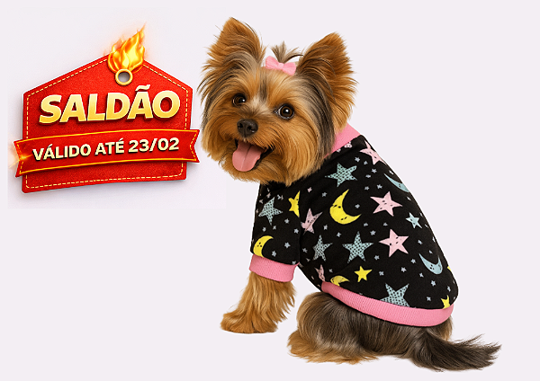 Roupa Suéter para Cachorro Plush Céu Estrelado Saldão