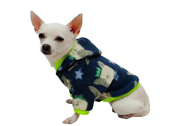 Roupa para Cachorro Cães Inverno Blusão Soft Capuz Azul Marinho