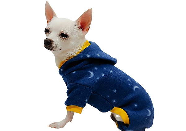 Pijama para Cachorro Soft Azul Marinho Touca