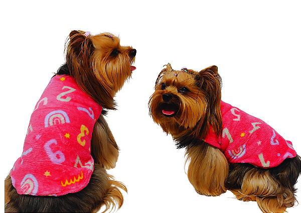 Capinha Ultrasoft Velcro Cachorro Letrinhas Gaby Moda Pet