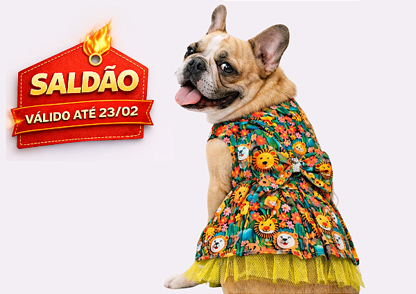 Vestido Pet Gaby Moda Pet Luxo Safari para Cães - Saldão