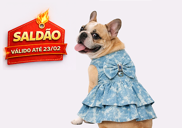 Vestido Pet Gaby Moda Pet Glamour Jeans para Cães - Saldão