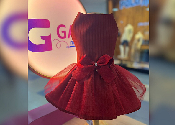 Vestido para Cachorro Bordô Festa Gaby Moda Pet