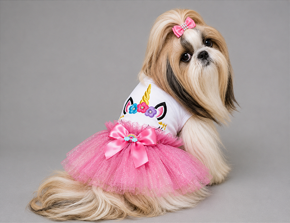 Fantasia Vestido para Cachorro Unicórnio Gaby Moda Pet