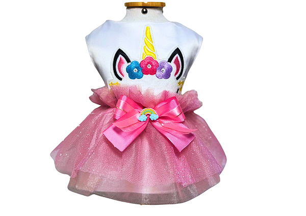 Fantasia Vestido para Cachorro Unicórnio Gaby Moda Pet
