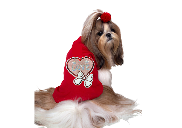Roupa Moletom Pet Love Vermelho Gaby Moda Pet