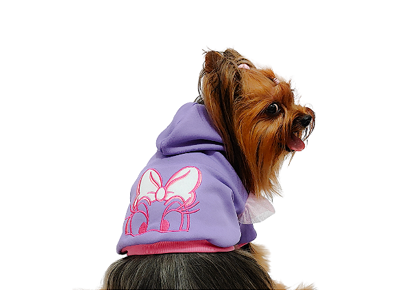 Blusão para Cachorro Moletom com Capuz Personagem Lilas  Gaby Moda Pet