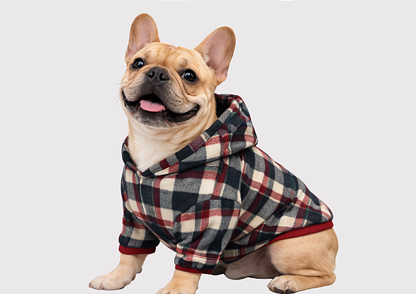 Blusão Soft com Capuz para Cães Xadrez Verde Gaby Moda Pet