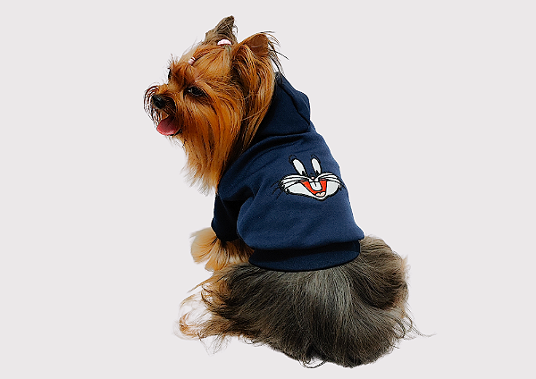 Blusão Moletom com Capuz para Cachorro Personagem Azul Marinho Gaby Moda Pet