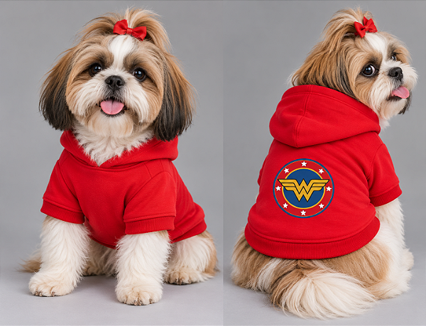 Blusão Moletom com Capuz para Cachorro Personagem Vermelho Gaby Moda Pet