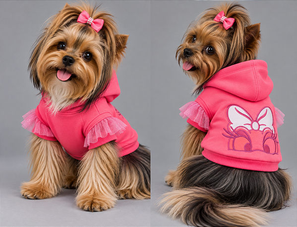 Blusão Moletom com Capuz para Cachorro Personagem Rosa Gaby Moda Pet