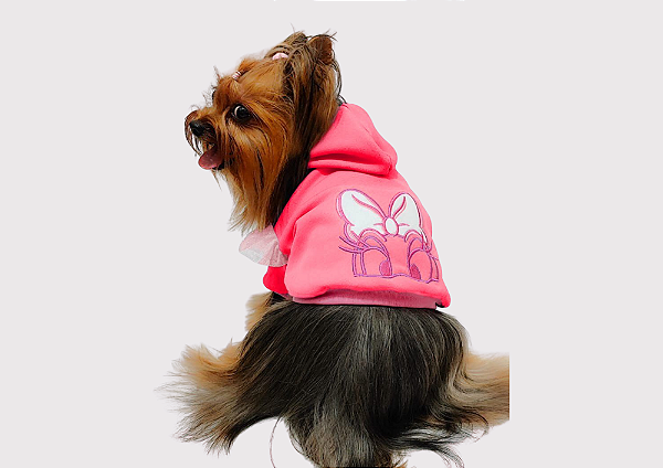 Blusão Moletom com Capuz para Cachorro Personagem Rosa Gaby Moda Pet
