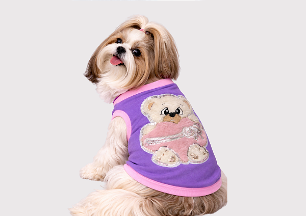 Roupa Básica Moletom para Cachorro |Lil Ursinha Brilhante Gaby Moda Pet
