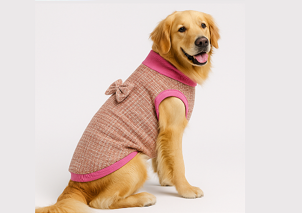 T SHIRT PET REGATINHA OUTONO MALHA TWEED GOLDEN RETRIVIER