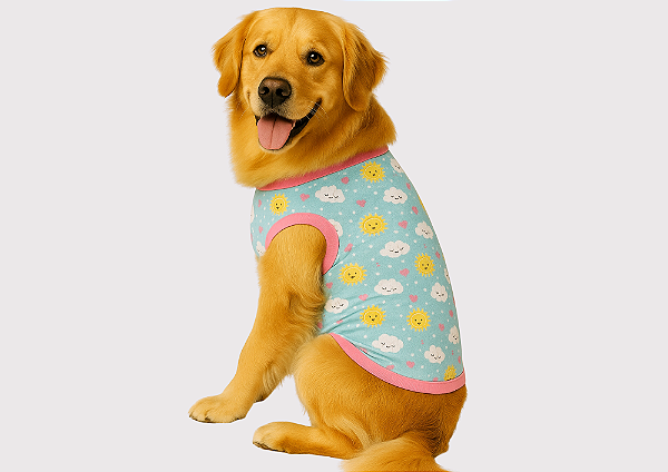 T SHIRT PET REGATINHA VERÃO NUVEM GABY MODA PET - GOLDEN RETRIVIER