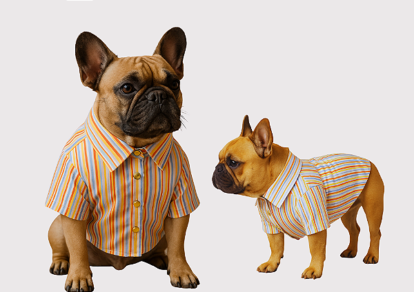 Camisa Pet Alfaiataria Listras Colorida  Premium Gaby Moda Pet