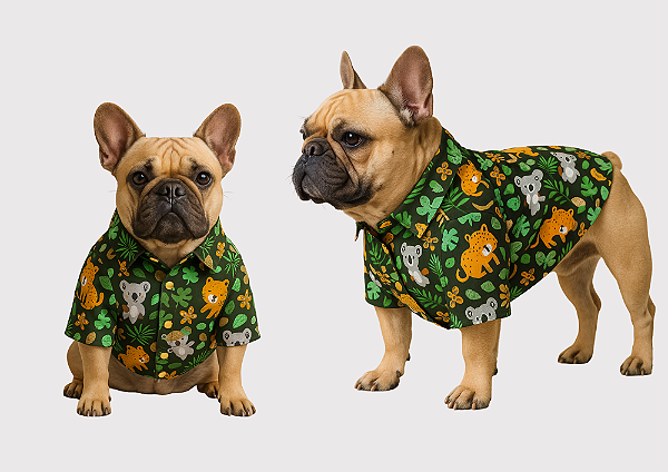 Camisa Pet Alfaiataria Floresta Premium Gaby Moda Pet