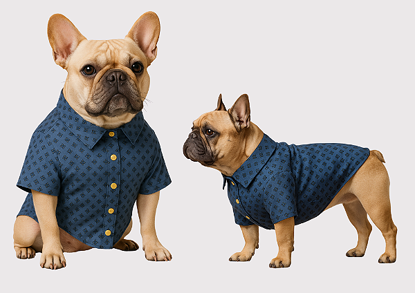 Camisa Pet Alfaiataria Azul Premium Gaby Moda Pet