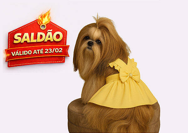 Vestido Pet Alfaiataria Colors Candy Amarelo para Cachorro Gaby Moda Pet Saldão