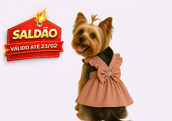 Vestido Pet Alfaiataria Colors Candy Rose para Cachorro Gaby Moda Pet Saldão