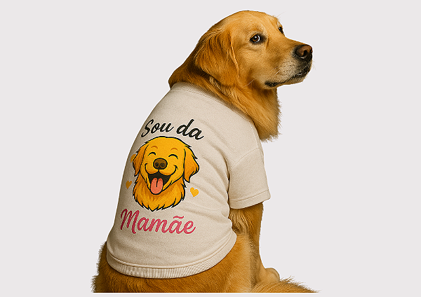 CAMISETA PET VERÃO SOU DA MAMÃE BRANCA GOLDEN RETRIVIER