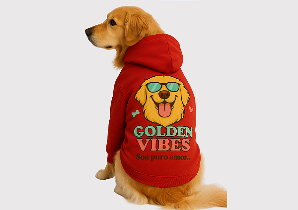 MOLETOM PET GOLDEN VIBE VERMELHO GOLDEN RETRIVIER