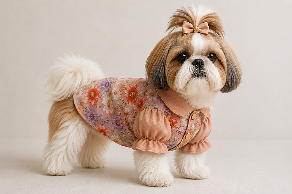 Camisa Pet Alfaiataria Estampa Floral Premium Gaby Moda Pet