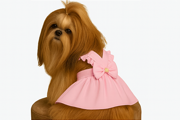 Vestido Pet Alfaiataria Colors Candy Rosa Bebê para Cachorro Gaby Moda Pet