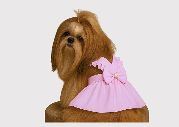 Vestido Pet Alfaiataria Colors Candy Rosa Bebê para Cachorro Gaby Moda Pet