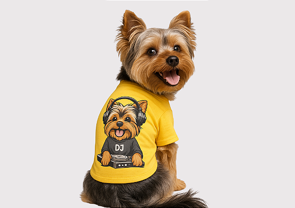 CAMISETA PET YORKSHIRE AMARELA VERÃO GABY MODA PET